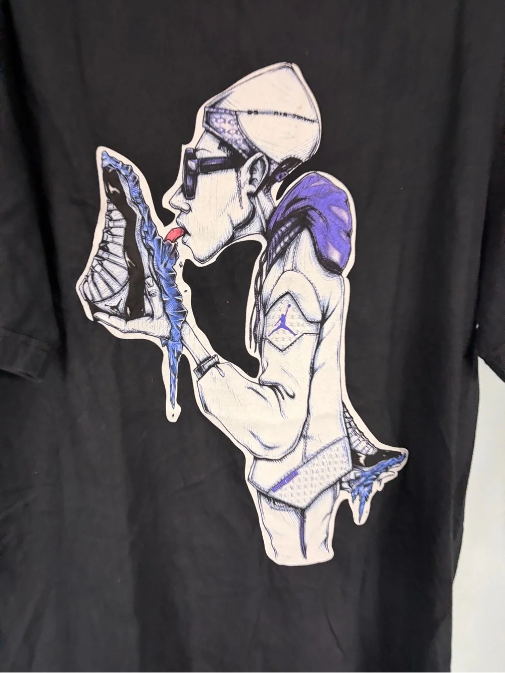 Jordan athletic brand Retro 11 Icy Bottom Art of Mondo sneakers shirt size XL